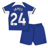 Camisa de Futebol Chelsea Reece James #24 Equipamento Principal Infantil 2023-24 Manga Curta (+ Calças curtas)